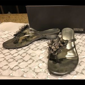 K. Cole Reaction Love Story pewter thong sandals